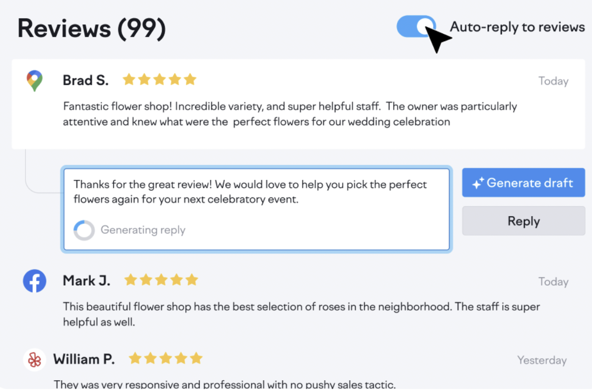 Semrush Local Review Management tool