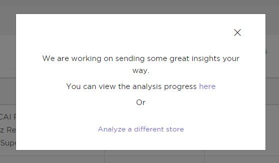 Status notification in the &lsquo;Store Analysis&rsquo; feature of Product Research Pulse.