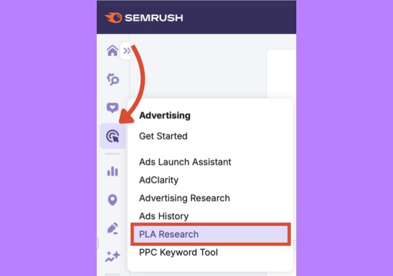 The PLA Research menu tab.